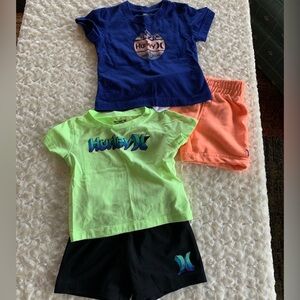 Set of 2 Hurley Size 12 Months Baby Kids Outfits Tees and Shorts